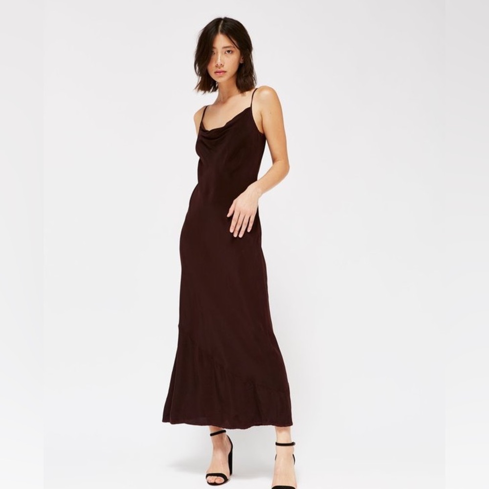 Lacausa Maroon Brown Burgundy 90s Midi Dress Medium